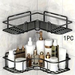 TEMU Space-saving No-drill Metal Storage Shelf For Bathroom, Kitchen & Dorm - , Durable, Organizer, Shower Rack, Bathroom Organizers And Storage