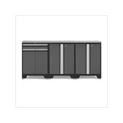 NewAge Garage Cabinets PRO Grey 4-Piece Workbench Setup with Stainless Steel Top