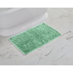 Wide Width Butter Chenille Bath Rug by BrylaneHome in Green (Size 17" W 24" L)