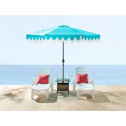9' Tilt-N-Crank Umbrella With Fringe by BrylaneHome in Breeze