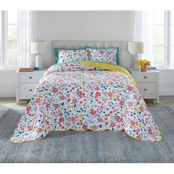 BH Studio Scalloped Hem Bedspread by BrylaneHome in White Field Floral (Size FULL)
