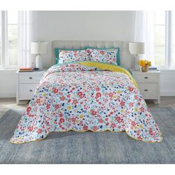 BH Studio Scalloped Hem Bedspread by BrylaneHome in White Field Floral (Size FULL)