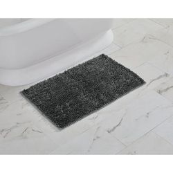 Wide Width Butter Chenille Bath Rug by BrylaneHome in Charcoal (Size 24" W 40" L)
