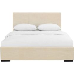 Hindes Upholstered Platform Bed, Beige, King by Camden Isle in Beige (Size QUEEN)