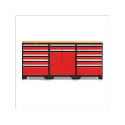 NewAge Garage Cabinets PRO Red 4-Piece Garage Cabinet Set with Bamboo Top