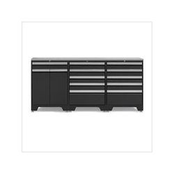NewAge Garage Cabinets PRO Black 4-Piece Garage Cabinet Set with Stainless Steel Top