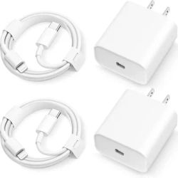 PD 20W USB Type-C Fast Charging Wall Adapter Plug Charger with Cable Cord for iPhone IPad- 2 Sets