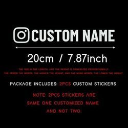 TEMU 2pcs Custom Decal For Instagram, Your Social Media Name Text, Window Glass Door Bumper, Car Motorcycle Bicycle