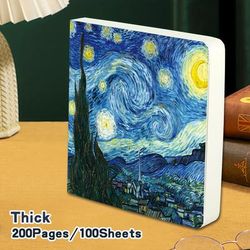 TEMU 1pc Van Gogh Oil Paintings Sketchbook, 200pages, Blank, Portable Travel, With Marker Diary, For Hand Drawing, Diy Writing, Planning, Artistic Creation, With Art Item, For Trave