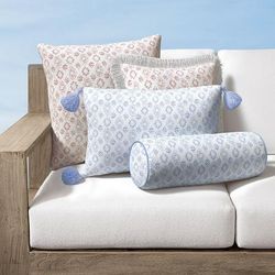 Reynolds Tile Indoor/Outdoor Pillow - Sunrise, 20" x 20" Square Sunrise, 20" x 20" Square in Sunrise with Natural Tassels - Frontgate
