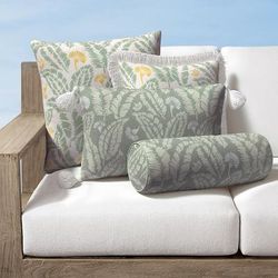 Freya Leaf Indoor/Outdoor Pillow - Daffodil, 20" x 20" Square Daffodil, 20" x 20" Square in Daffodil with Buttercup Tassels - Frontgate