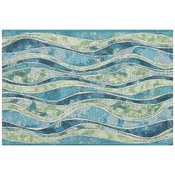 Ocean Waves Washable Door Mat - Aqua, 24" x 34" - Frontgate