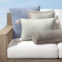 Luna Leopard Indoor/Outdoor Pillow - Air Blue, 13" x 20" Lumbar Air Blue, 13" x 20" Lumbar in Air Blue with Knife Edge - Frontgate