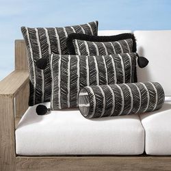 Premo Chevron Indoor/Outdoor Pillow - 16" x 24" Lumbar Black, 16" x 24" Lumbar in Black with Knife Edge - Frontgate