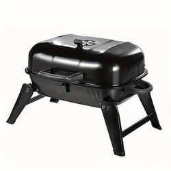 TEMU Bangrui Portable Charcoal Grill - Cast Iron Bbq With Powder Coated Finish - Food Contact Safe, Outdoor Picnic And Camping Tailgate Grill