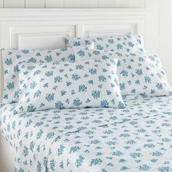 Seersucker 6-Pc. Sheet Set by BrylaneHome in Blue Floral (Size TWIN)