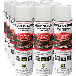 Rust-Oleum 203030VCT Color Precision Line Marking Paint, Liquid, 17 fl oz, 12/Carton, White - Case of 12 RST203030VCT
