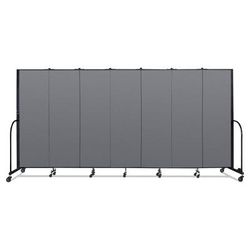 Screenflex Portable Room Divider, 13 ft 1" x 0.75" x 6 ft, Vinyl/Fiberglass/Steel, Gray (SCXCFSL607DG)