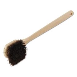 Boardwalk BRU 4120 Utility Brush, Brown Palmyra Fiber Bristles, 5.5" Brush, 14.5" Tan Plastic Handle