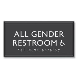 Headline® Sign 69921 ADA Sign, All Gender Restroom Accessible, Plastic, 4 x 4, Clear/White
