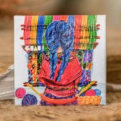 'Inspirational Classic Weaver-Themed Colorful Paper Magnet'