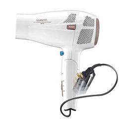 Conair Double Ceramic 2-Speed 1,875-Watt Compact Hair Dryer, 9-1/8" X 7-1/4" X 3-3/4", White/rose Gold