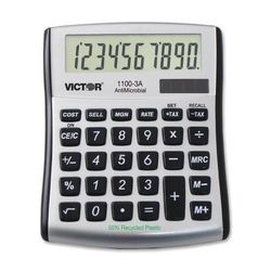 Victor 11003A Mini Desktop Calculator - Large Display, Angled Display, Dual Power, Independent Memory, Battery Backup - 11003A