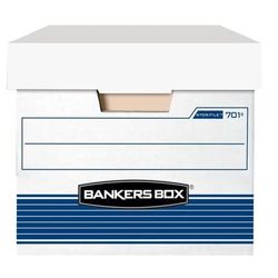 Bankers Box Stor/file Medium-Duty Storage Boxes With Locking Lift-Off Lids And Built-In Handles, Letter Size, 24" X 12" X 10", 60% Recycled, White/blue, Case Of 12