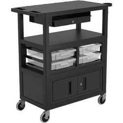 Luxor Deluxe Teacher Cart, 35-5/8"h X 35-5/8"w X 18-1/4"d, Black