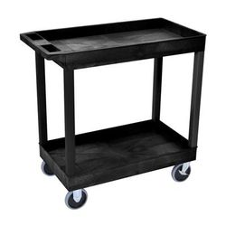 Luxor E-Series 2-Shelf Tub Cart, 35 1/4"h X 32"w X 18"d, Black