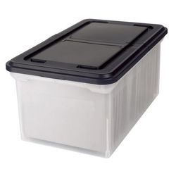 Office Depot Brand Stackable File Tote Box, Letter Size, 10-7/10"h X 22-4/5"d X 13-7/10"w, Clear/black