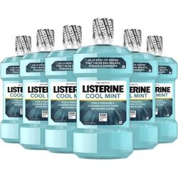 Listerine Cool Mint Antiseptic Mouthwash - For Plaque, Bad Breath, Gingivitis - Mint - 1.59 Quart - 6 / Carton