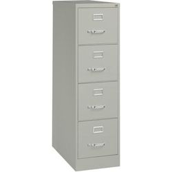 Lorell Fortress 26-1/2"d Vertical 4-Drawer Letter-Size File Cabinet, Light Gray