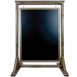 Excello Global Products Double-Sided Swinging Magnetic Indoor/outdoor Chalkboard Sign, Steel, 40" X 28", Black, Brown Wood Frame