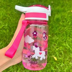 TEMU 2 Sizes Cute Cartoon Bottle With Straw, Washable, Bpa-free Plastic, Ideal For Office, Reading, Camping, Holiday Gifts For Christmas, Halloween, Thanksgiving, Valentine's Day