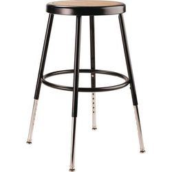 NPS 6200 Series Height Adjustable Heavy Duty Steel Stool, Backless, Supports 500lb,19' to 27' Seat Height, Brown Seat, Black Base (NPS6218H10)