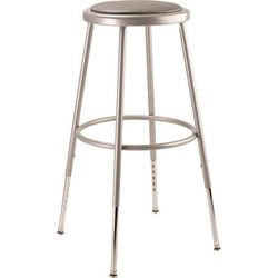 NPS 6400 Series Height Adjustable Heavy Duty Vinyl Padded Steel Stool, Supports 500 lbs, 25" to 33" Seat Height, Gray Seat/Base (NPS6424H)