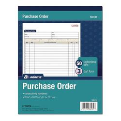 Adams Multipart Purchase Order Pad, Three-Part Carbonless, 8.38 x 10.19, 50 Forms Total (ABFTC8131)