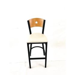 JMC Furniture Liberty Series Barstool, Supports Up to 300 lb, 28.5" Seat Height, Cream Seat, Natural Back, Black Base (JMCLBBVCRMD)