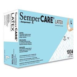 SemperCare Latex Examination Gloves, Cream, Large, 100/Box (SEZSCLT104BX)