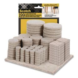 Scotch Felt Pad Protectors, Assorted Sizes and Shapes, Beige, 199/Pack (MMMFP845199NA)