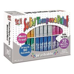 TPG Creations Kwik Stick Tempera Paint, 3.5", Assorted Metallic Colors, 72/Pack, 3 Packs/Carton (TPG62903)
