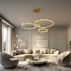 Charlotte | Modern Chandelier | Gold / 4 Rings / Warm White (3000k) | Living Room Lighting | Indoor Lighting | MOD LIGHTING