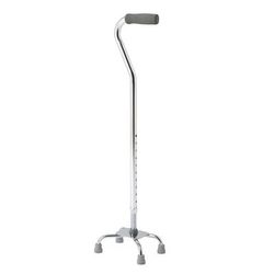 Medline Aluminum Quad Cane with Small Base, 300 lb. Capacity, Chrome, 2/CS (MDS86222CHR)