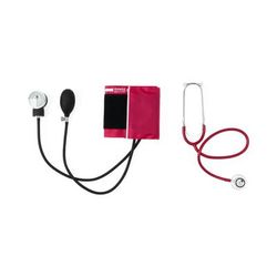 Medline Dual-Head Stethoscope and Handheld Aneroid Sphygmomanometer Combination Kit, Adult, Magenta, 1 EA (MDS9116)