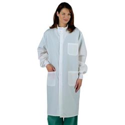 Medline Fluid-Resistant Unisex Barrier Lab Coat, White, Size S, 1 EA (6623BQWS)