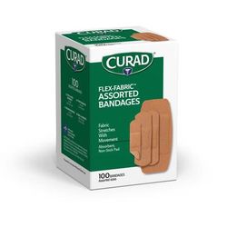 Curad Flex-Fabric Adhesive Bandages, Assorted Sizes, 100/Bx, 24/CS (CUR0700RB)