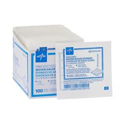 Medline Woven Sterile 12-Ply Gauze Sponges, 2" x 2", 100/BX (PRM21419Z)