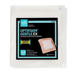 Medline Optifoam Gentle EX Bordered Foam Dressing in Educational Packaging, 4" x 4", 1 EA (MSCEX44EPH)