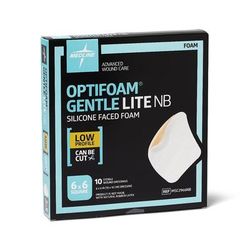 Medline Optifoam Gentle Lite Foam Dressing, 6" x 6", 100/CS (MSC2966NB)